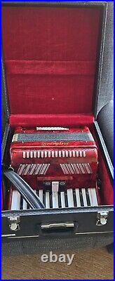 Stephanelli 48 Bass Piano Accordion (red) and case (Black!)