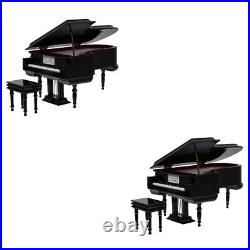 Toy Piano Model Black Case Musical Boxes Piano Voice Box Piano Table Decor