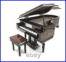 Used Imported Unused Piano Music Box with Bench Black Case with Music Box C