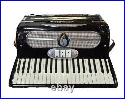 Vintage 1950s Universal 120 Bass Black Piano Accordion Italy withCase Model 24325