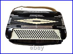 Vintage 1950s Universal 120 Bass Black Piano Accordion Italy withCase Model 24325