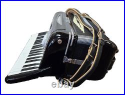 Vintage 1950s Universal 120 Bass Black Piano Accordion Italy withCase Model 24325