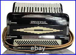 Vintage 1950s Universal 120 Bass Black Piano Accordion Italy withCase Model 24325