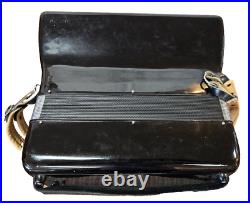 Vintage 1950s Universal 120 Bass Black Piano Accordion Italy withCase Model 24325