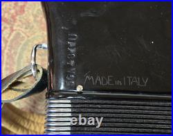 Vintage 1950s Universal 120 Bass Black Piano Accordion Italy withCase Model 24325