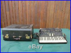 Vintage Black EXCELSIOR Accordion with Case 120 Buttons + Piano Keyboard