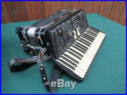 Vintage Black EXCELSIOR Accordion with Case 120 Buttons + Piano Keyboard