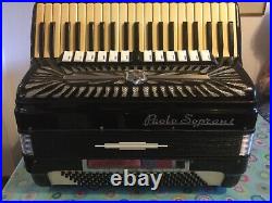 Vintage Black Paolo Soprani Piano Accordian with Original Case in Working Order