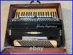 Vintage Black Paolo Soprani Piano Accordian with Original Case in Working Order