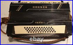 Vintage Hohner Verdi 1, 48 Bass Piano Accordion Black Finish No Case 1934-1940