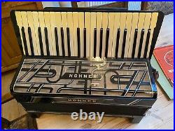 Vintage Hohner Verdi III 120 Base Black & White Piano Accordion Cased Vgc