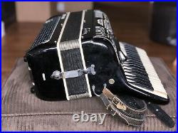 Vintage La Tosca Minuetta Tuxedo Piano Accordion Black withCase Made in Italy