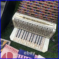 Vintage Matelli Accordion / Squeeze Box / Piano / With Black Case Music Sheets