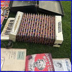 Vintage Matelli Accordion / Squeeze Box / Piano / With Black Case Music Sheets