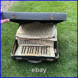 Vintage Matelli Accordion / Squeeze Box / Piano / With Black Case Music Sheets