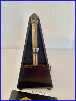 Vintage Metronome of Maelzel Wind Up Paris France Black Wood Case Working Order