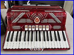 Vintage Paolo Soprani Piano Accordion 120 Bass Collectable Red