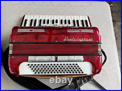 Vintage Paolo Soprani Piano Accordion 120 Bass Collectable Red
