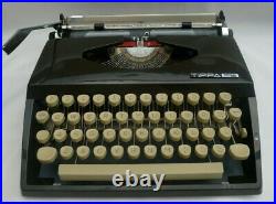 Vintage Piano Black/Brown Adler Tippa S Typewriter with Case 1960s 70s