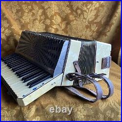 Vintage Working Piano Accordion 120 Bass Settimio Soprani Three Large White
