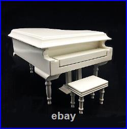 White Piano Music Box with Bench and Black Case Musical Boxes Gift For Christ