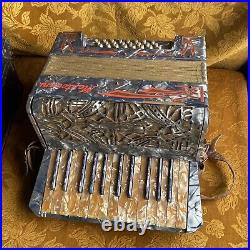 Working Accordion Mantovani 24 Bass Vintage Blue Shell Piano Squeeze Box Cased